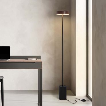 Nova Luce Thea - vloerlamp - Ø 20 x 135 cm - 17W  LED incl. - zandzwart en hout