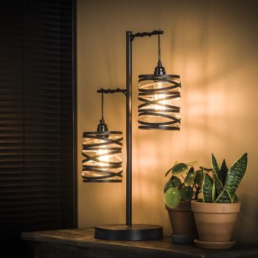 Vico Spindle - tafellamp - 37 x 23 x 70 cm - leisteengrijs
