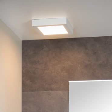 Lucide Brice-Led - plafondverlichting - 22 x 22 x 3,9 cm - 22W dimbare LED incl. - IP44 - wit