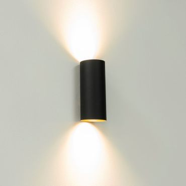 Artdelight Roulo2 - wandverlichting -  Ø 6,5 x 15,4 cm - mat zwart/goud