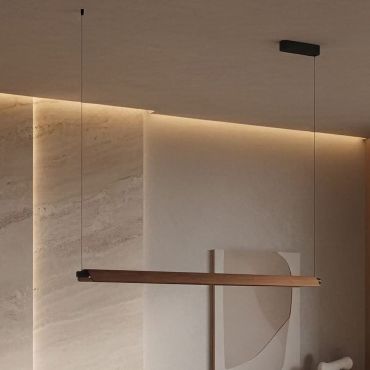 VK Lighting Halo - hanglamp - Ø 128 x 200 x 15 cm - 20W dimbare LED incl. - walnoot