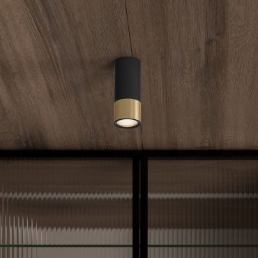 Nova Luce Picto - opbouwspot - Ø 6 x 15 cm - zwart en goud