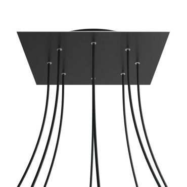 Creative Cables - Rose-One Vierkant plafondrozet voor 8 lichtpunten - 40 x 40 x 3,5 cm - zwart