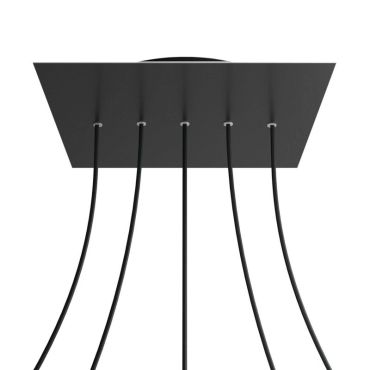 Creative Cables - Rose-One Vierkant plafondrozet voor 5 lichtpunten op lijn - 40 x 40 x 3,5 cm - zwart
