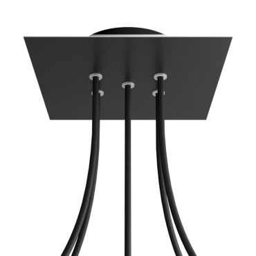 Creative Cables - Rose-One Vierkant plafondrozet voor 5 lichtpunten - 20 x 20 x 3,5 cm - zwart