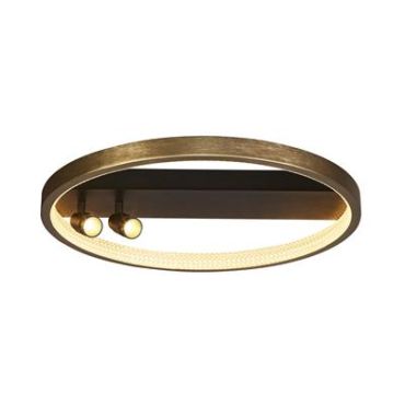 Searchlight Grace Flush - plafondverlichting - Ø 50 x 13 cm - 37,8W dimbare LED incl. - zwart/goud
