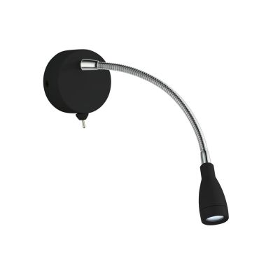 Searchlight Flexy - wandverlichting met schakelaar - 7 x 29 cm - 0,8W LED incl. - chroom en zwart