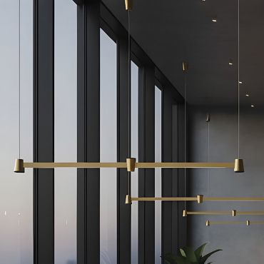 VK Lighting Iris - hanglamp - 103,9 x 165 cm - 3x 5W dimbare LED incl. - goud en zwart