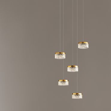 Nova Luce Bion - hanglamp - Ø 50 x 150 cm - 32W LED incl. - messing goud