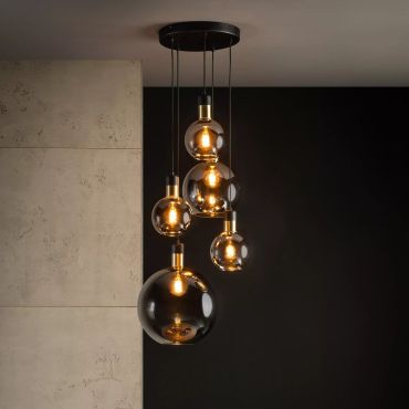 Lucide Julius - hanglamp - Ø 40 x 220 cm - gerookt grijs