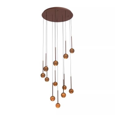 Lucide Calina - hanglamp - 69,9 x 209,3 cm - 12 x 7W dimbare LED incl. - instelbare lichtkleur - koffie