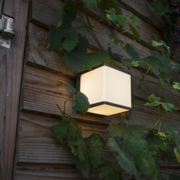 Lutec Doblo - buiten wandverlichting - 15 x15 x15 cm - 19,1W LED incl. - IP54 - 4000K - donkergrijs