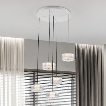 Nova Luce Keros - hanglamp - Ø 45 x 200 cm - 30W LED incl. - platina goud
