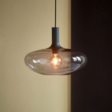 Nordlux Alton - hanglamp - Ø 35 x 330 cm - zwart en gerookt glas