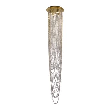 Searchlight Swoop - hanglamp - Ø 35 x 180 cm - satijn messing en transparant