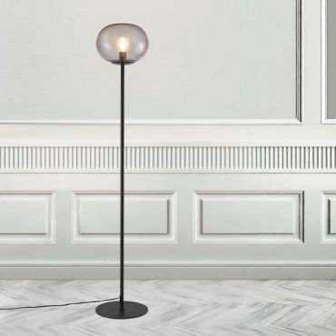Nordlux Alton - staanlamp - 150 cm - zwart en gerookt glas