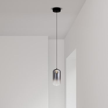 Nova Luce Aelia - hanglamp - Ø 10 x 150 cm - 3W LED incl. - mat zwart en rokerig grijs