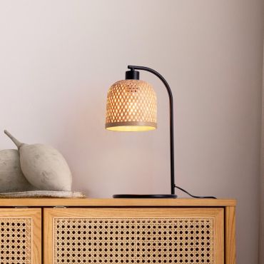 Nova Luce Intra - tafellamp - Ø 16 x 41 cm - natuurlijk bamboe en zwart