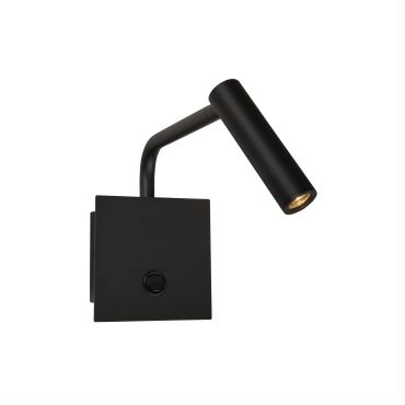 Nova Luce Sicily - wandlamp met schakelaar - 10 x 16 x 23 cm - 3W LED incl. - zwart