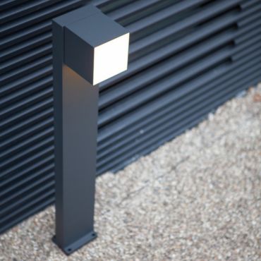 Lutec Cuba - tuinpaal - 23,7 x 11 x 75 cm - 12,2W LED incl. - IP54 - donkergrijs