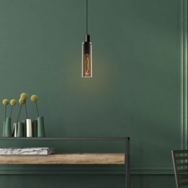 Lucide Orlando - hanglamp - Ø 10 x 170 cm - rookgrijs en zwart
