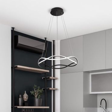 Nova Luce Jinal - hanglamp - Ø 60 x 120 cm - 34W LED incl. - zandzwart