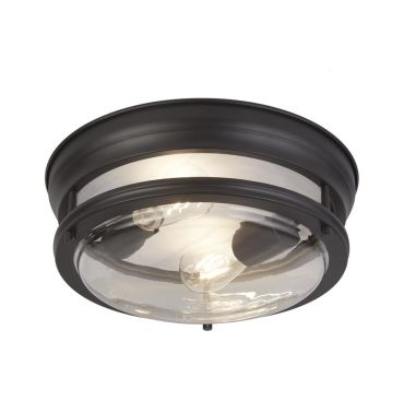 Searchlight Glasgow - plafondlamp - Ø 35 x 14,5 cm - IP44 - zwart en transparant