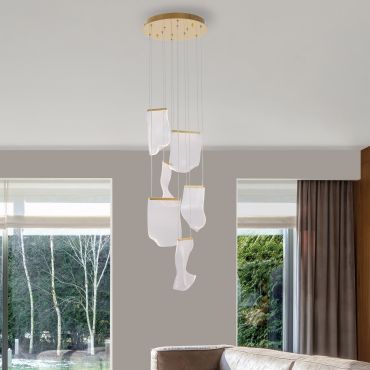 Nova Luce Siderno - hanglamp - Ø 48 x 150 cm - 39W LED incl. - goud