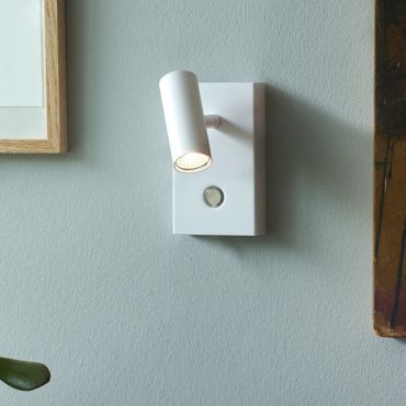Nordlux Omari - opbouw wandlamp met schakelaar - 7 x 12 x 12 cm - 3 stappen dimmer - 3,2W LED incl. - wit