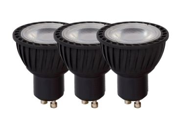 Lucide LED-spots (set van 3) - Ø 5 x 5,3 cm - GU10 - 5W dimbaar - 3000K - zwart
