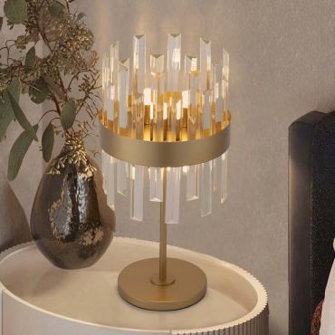 Nova Luce Crown - tafellamp - Ø 25 x 50 cm - satijn goud