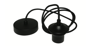 Artdelight Pendel - hanglamp met strijkijzersnoer - Ø 10 x 150 cm - zwart