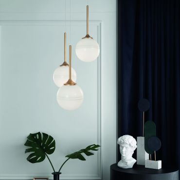Nova Luce Cantona - hanglamp - Ø 25 x 180 cm - messing goud en wit