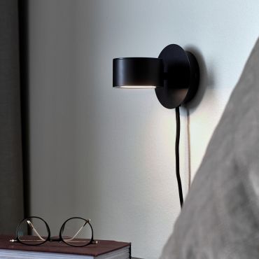 Nordlux Clyde - wandverlichting met schakelaar - 10 x 10 cm - 3 stappen dimmer - 5,5W LED incl. - zwart