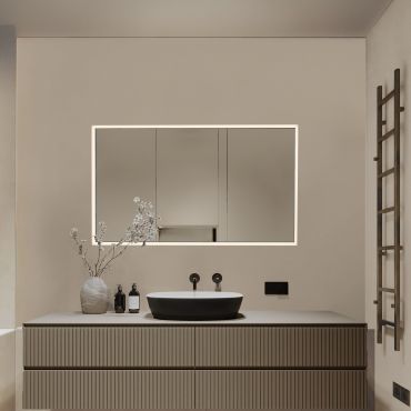 Nova Luce Ambor - spiegel met verlichting - 70 x 120 x 5,5 cm - 48W LED incl. - IP44 - geanodiseerd zwart