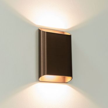 Artdelight Diaz Large - wandverlichting - 4 x 14,5 x 20 cm - 2 x 6W LED incl. - IP65 - geborsteld brons