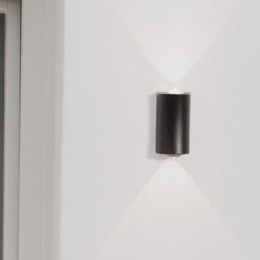 Nova Luce Azar - buiten wandverlichting - 5 x 9 x 4 cm -  2x 2W LED incl. - IP54 - donker antraciet
