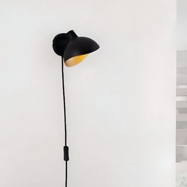 Nova Luce Geti - wandlamp met schakelaar - Ø 15 x 12 cm - mat zwart en goud