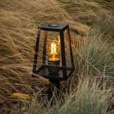 Lutec Fia - sokkellamp - 14 x 12 x 33,8 cm - IP54 - zwart