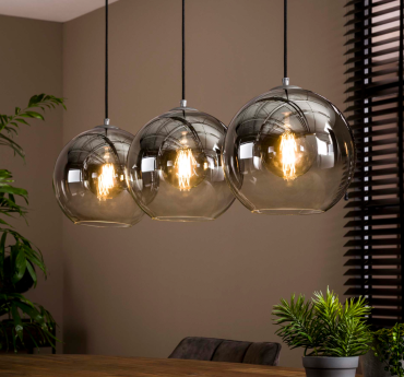 Vico Bubble Shade - hanglamp - 115 x 30 x 150 cm - gerookt glas