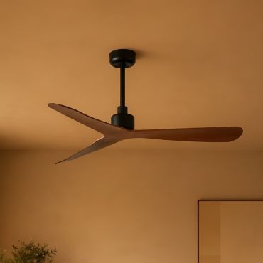 Faro Rocker M - plafondventilator - Ø 132 cm - mat zwart en walnoot