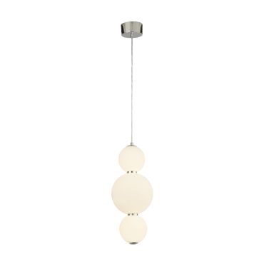 Searchlight Snowball - hanglamp - Ø 18 x 148 cm - 18W dimbare LED incl. - wit en chroom
