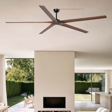 Faro Bigwood 24 XXL - plafondventilator - Ø 240 cm - mat zwart en donker walnoot