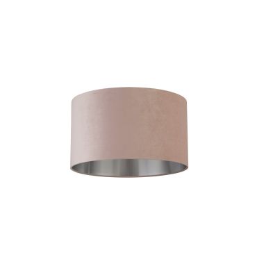 Searchlight Drum Shade - lampenkap - Ø 45 x 26 cm - roze en geborsteld zilver