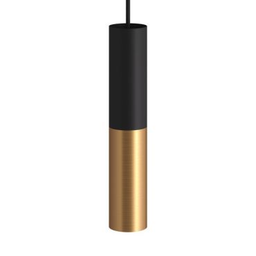Creative Cables Double Tube - hanglamp 1L - Ø 12,5 x Ø 6 x 190 cm - geborsteld brons en zwart