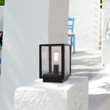 Nova Luce Zest - sokkellamp - 20 x 20 x 29 cm - IP54 - donkergrijs
