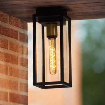 Lucide Laurens - buiten plafondverlichting - 14 x 14 x 35 cm - IP54 - zwart