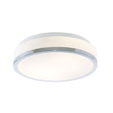 Searchlight Discs - plafondlamp badkamer - Ø 29 x 9,5 cm - IP44 - opaal en chroom