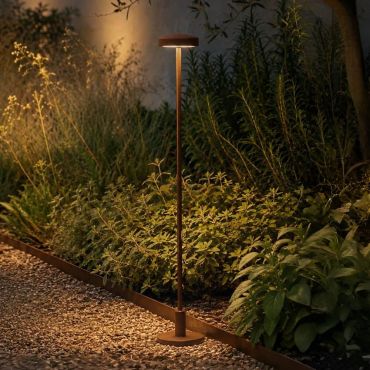 VK Lighting Jade - tuinpaal incl. voet en grondpiek - Ø 7 x 53,4 cm - 1W LED incl. - IP65 - roestbruin