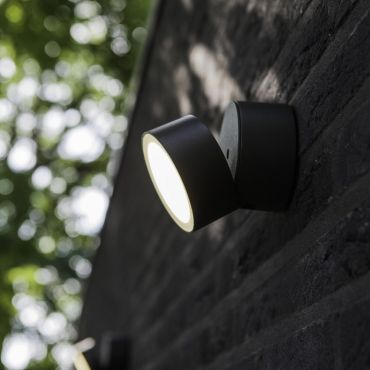 Lutec Trumpet - buiten wandlamp - 9 x 11 x 9 cm - 9,5W LED incl. - IP54 - donkergrijs